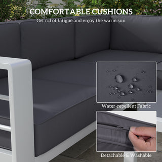 Outsunny Five-Piece Aluminium Garden Sofa Set, with Glass-Top Table - Grey - Sofa In Store