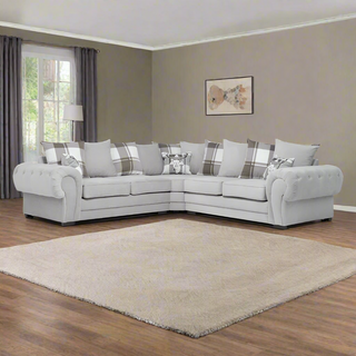 Franciscan 3 - Piece Upholstered Fabric Corner Sectional Light Grey Sofa - Sofa In Store