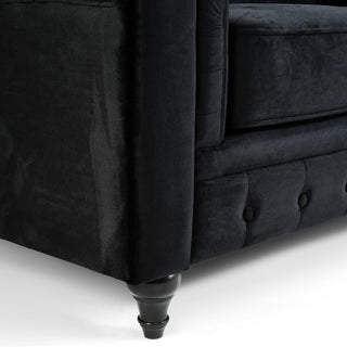 Black Velvet Chesterfield 3 Seater Sofa