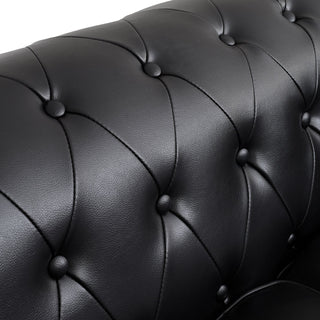 Black Leather Chesterfield 3 Seater Sofa