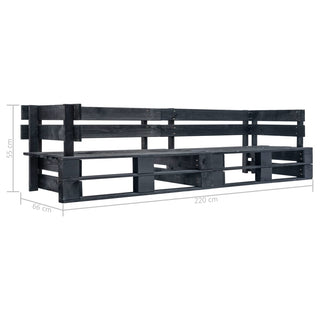 vidaXL 2-Seater Garden Pallet Sofa Black Wood