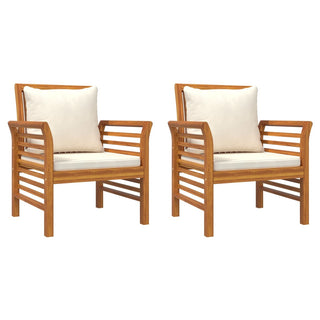vidaXL Sofa Chairs with Cream White Cushions 2 pcs Solid Wood Acacia - Sofa In Store