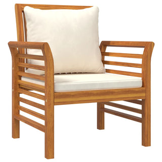vidaXL Sofa Chairs with Cream White Cushions 2 pcs Solid Wood Acacia - Sofa In Store