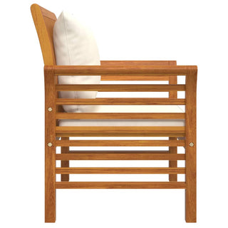 vidaXL Sofa Chairs with Cream White Cushions 2 pcs Solid Wood Acacia - Sofa In Store