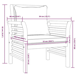 vidaXL Sofa Chairs with Cream White Cushions 2 pcs Solid Wood Acacia - Sofa In Store