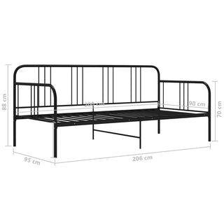 vidaXL Sofa Bed Frame without Mattress Black Metal 90x200 cm - 324749