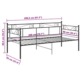 vidaXL Sofa Bed Frame without Mattress Black Metal 90x200 cm - 324767