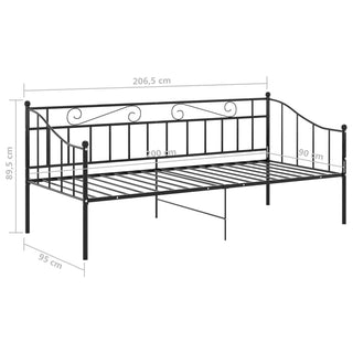 vidaXL Sofa Bed Frame without Mattress Black Metal 90x200 cm - 324773