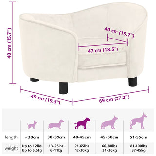 vidaXL Dog Sofa Cream 69x49x40 cm Plush - Sofa In Store