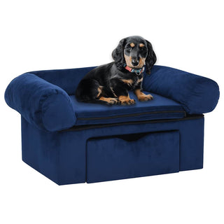 vidaXL Dog Sofa with Drawer Blue 75x50x38 cm Plush - Sofa In Store