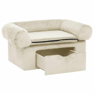 vidaXL Dog Sofa with Drawer Cream 75x50x38 cm Plush - Sofa In Store