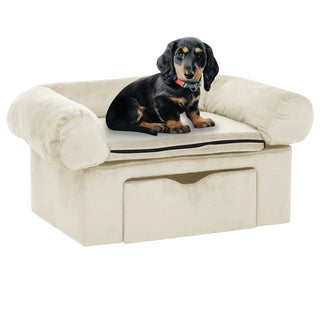 vidaXL Dog Sofa with Drawer Cream 75x50x38 cm Plush - Sofa In Store