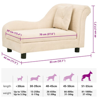 vidaXL Dog Sofa with Pillow Cream 83x44x44 cm Plush - Sofa In Store