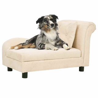 vidaXL Dog Sofa with Pillow Cream 83x44x44 cm Plush - Sofa In Store