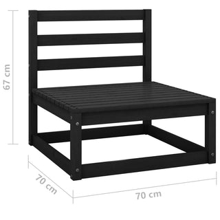 vidaXL Garden Middle Sofa Black Solid Wood Pine - 805669