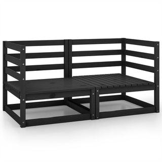 vidaXL Garden Corner Sofas 2 pcs Black Solid Wood Pine - 805679