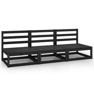 vidaXL Garden 3-Seater Sofa Black Solid Pinewood - Sofa In Store