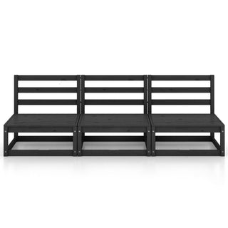 vidaXL Garden 3-Seater Sofa Black Solid Pinewood - Sofa In Store