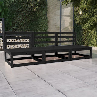 vidaXL Garden 3-Seater Sofa Black Solid Pinewood - Sofa In Store