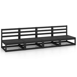 vidaXL Garden 4-Seater Sofa Black Solid Pinewood - Sofa In Store