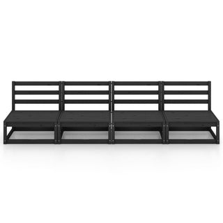vidaXL Garden 4-Seater Sofa Black Solid Pinewood - Sofa In Store