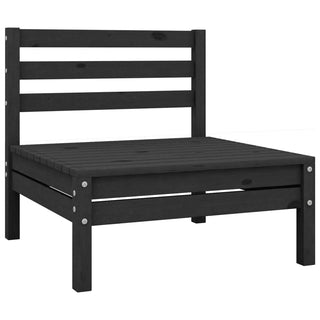 vidaXL Garden Middle Sofa Black Solid Wood Pine - 806576