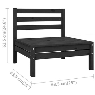 vidaXL Garden Middle Sofa Black Solid Wood Pine - 806576