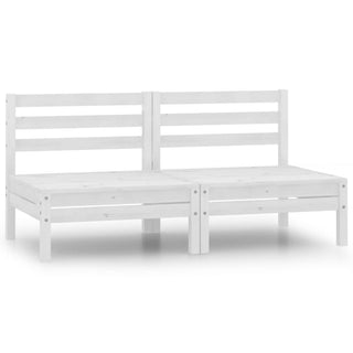 vidaXL Garden Middle Sofas 2 pcs White Solid Pinewood - Sofa In Store