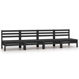 vidaXL Garden Middle Sofas 4 pcs Black Solid Pinewood - Sofa In Store