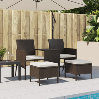 vidaXL Garden Sofa 2-Seater with Table and Stools Brown Poly Rattan - Sofa In Store
