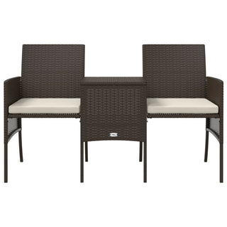 vidaXL Garden Sofa 2-Seater with Table and Stools Brown Poly Rattan - Sofa In Store