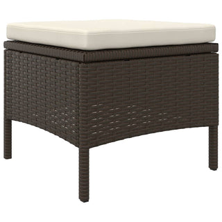 vidaXL Garden Sofa 2-Seater with Table and Stools Brown Poly Rattan - Sofa In Store