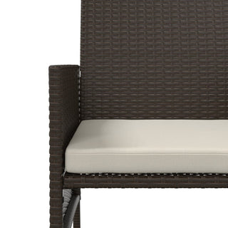 vidaXL Garden Sofa 2-Seater with Table and Stools Brown Poly Rattan - Sofa In Store
