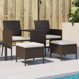 vidaXL Garden Sofa 2-Seater with Table and Stools Brown Poly Rattan - Sofa In Store
