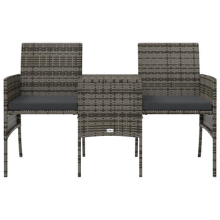 vidaXL Garden Sofa 2-Seater with Table and Stools Grey Poly Rattan - Sofa In Store