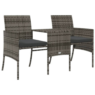 vidaXL Garden Sofa 2-Seater with Table and Stools Grey Poly Rattan - Sofa In Store