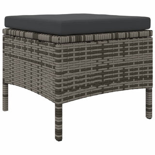 vidaXL Garden Sofa 2-Seater with Table and Stools Grey Poly Rattan - Sofa In Store