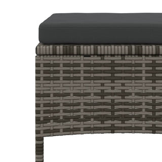 vidaXL Garden Sofa 2-Seater with Table and Stools Grey Poly Rattan - Sofa In Store