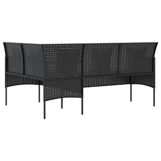 vidaXL L-shaped Couch Sofa with Cushions Poly Rattan Black - Sofa In Store