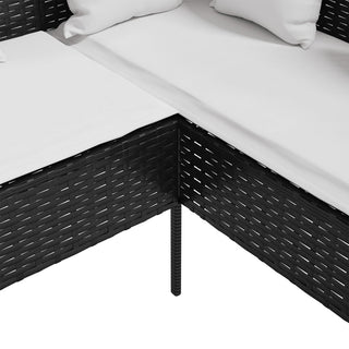 vidaXL L-shaped Couch Sofa with Cushions Poly Rattan Black - Sofa In Store