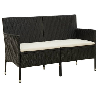 vidaXL 3-Seater Garden Sofa with Cushions Black Poly Rattan - Sofa In Store