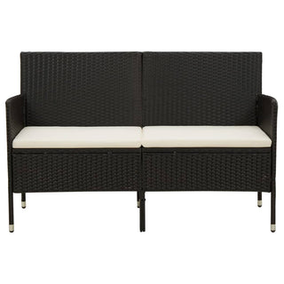 vidaXL 3-Seater Garden Sofa with Cushions Black Poly Rattan - Sofa In Store