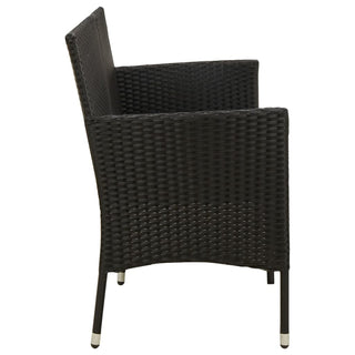 vidaXL 3-Seater Garden Sofa with Cushions Black Poly Rattan - Sofa In Store