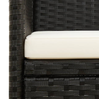 vidaXL 3-Seater Garden Sofa with Cushions Black Poly Rattan - Sofa In Store
