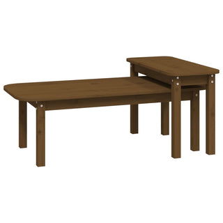 vidaXL 2 Piece Coffee Table Set Honey Brown Solid Wood Pine - Sofa In Store
