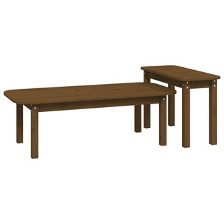 vidaXL 2 Piece Coffee Table Set Honey Brown Solid Wood Pine - Sofa In Store