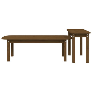vidaXL 2 Piece Coffee Table Set Honey Brown Solid Wood Pine - Sofa In Store
