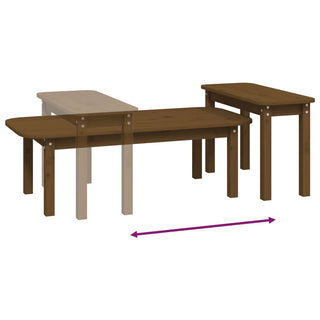 vidaXL 2 Piece Coffee Table Set Honey Brown Solid Wood Pine - Sofa In Store