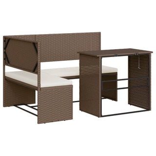 vidaXL Garden Sofa with Table and Cushions L-Shaped Brown Poly Rattan - 362346 - Sofa In Store