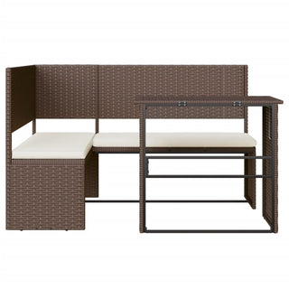 vidaXL Garden Sofa with Table and Cushions L-Shaped Brown Poly Rattan - 362346 - Sofa In Store